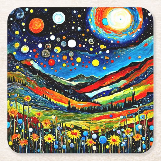 Moonlit Mountain Wiese 4 Rechteckiger Pappuntersetzer (Vorderseite)