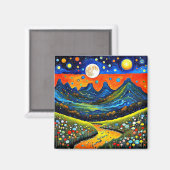 Moonlit Mountain Wiese 5 Magnet (Vorderseite/Rückseite)