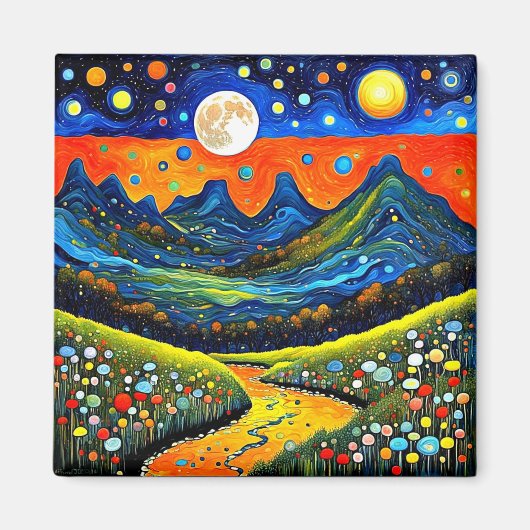 Moonlit Mountain Wiese 5 Magnet (Vorne)