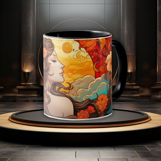 Moonlit Muse Art Nouveau Tasse