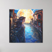 Moonlit Muse in Venice – Fantasy Canvas Wall Art Leinwanddruck (Vorderseite)