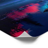 Moonlit Mystery, der geheimnisvolle Baum in Blau g Poster (Ecke)