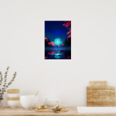 Moonlit Mystery, der geheimnisvolle Baum in Blau g Poster (Küche)