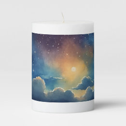 Moonlit Night Sky Candle Stumpenkerze