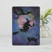 Moonlit Night with Wich, Halloween-Party Einladung (Stehend Vorderseite)