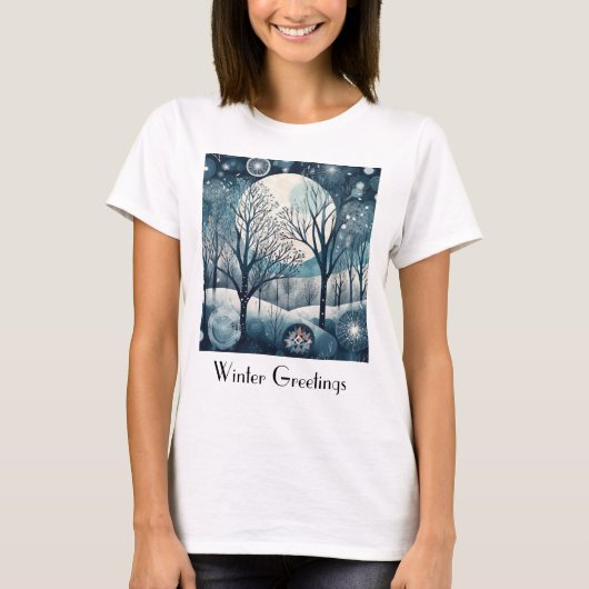 Moonlit Nodic Forest, anpassbar T-Shirt (Vorderseite)