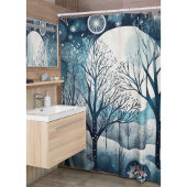 Moonlit Nordic Forest Duschvorhang