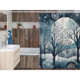 Moonlit Nordic Forest Duschvorhang