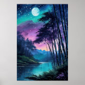 Moonlit Oasis: Bamboo-Clad Riverbank Poster (Vorne)