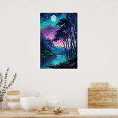 Moonlit Oasis: Bamboo-Clad Riverbank Poster (Küche)