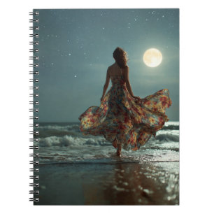 Moonlit Ocean Dream Starry Night Art Notebook Notizblock