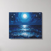 Moonlit Ocean Night Wrapped Canvas | Küstenmeere Leinwanddruck (Vorderseite)