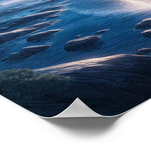 Moonlit Ocean Under Starry Sky Poster (Ecke)