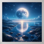 Moonlit Ocean Under Starry Sky Poster (Vorne)