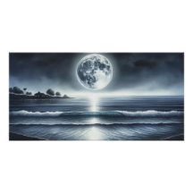 Moonlit Ocean Waves Celestis Night Sky
