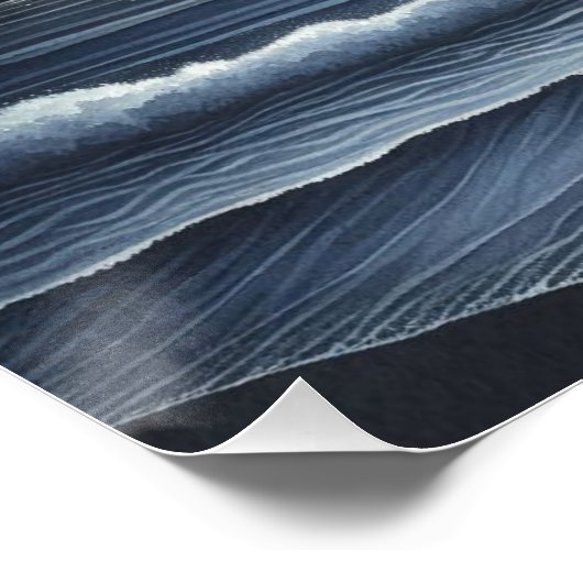 Moonlit Ocean Waves Celestis Night Sky Poster (Ecke)