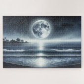 Moonlit Ocean Waves Celestis Night Sky Puzzle (Horizontal)
