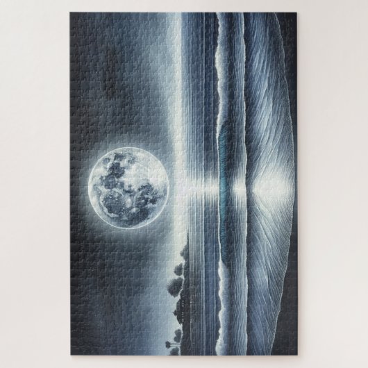 Moonlit Ocean Waves Celestis Night Sky Puzzle (Vertikal)