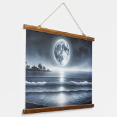 Moonlit Ocean Waves Celestis Night Sky Wandteppich Mit Holzrahmen (Gewinkelt)