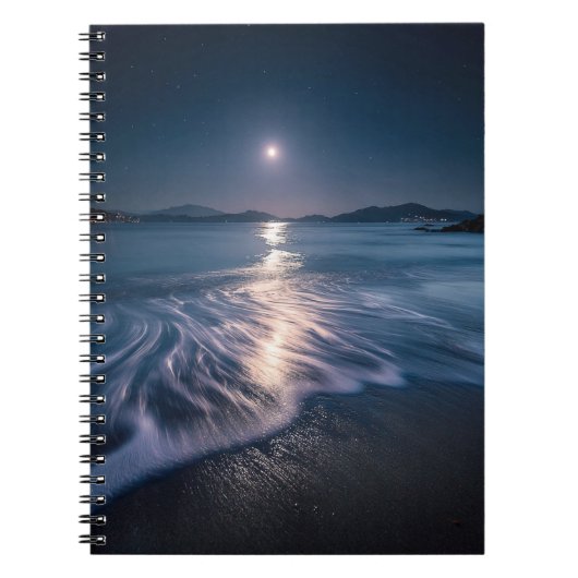 Moonlit Ocean Waves Night Notebook Notizblock (Vorderseite)