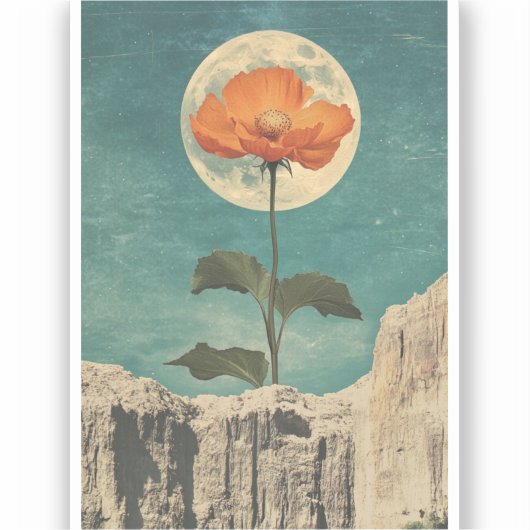 Moonlit Orange Bloom - Vintag Boho Charm Aufkleber (Vorderseite)