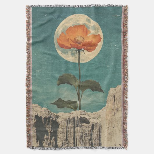 Moonlit Orange Bloom - Vintag Boho Charm Decke (Vorderseite Vertikal)