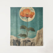 Moonlit Orange Bloom - Vintag Boho Charm Wandteppich (Vorderseite)
