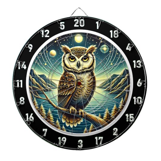 Moonlit Owl Art Dartboard Art Dartscheibe (vorne)