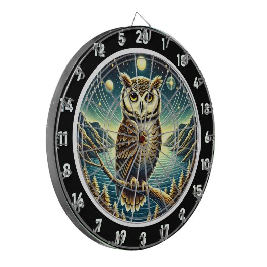 Moonlit Owl Art Dartboard Art Dartscheibe (Vorderseite Links)