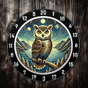 Moonlit Owl Art Dartboard Art Dartscheibe