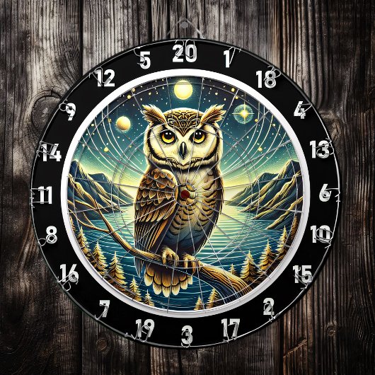 Moonlit Owl Art Dartboard Art Dartscheibe