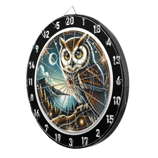 Moonlit Owl Wisdom Design Dartscheibe (Vorderseite rechts)