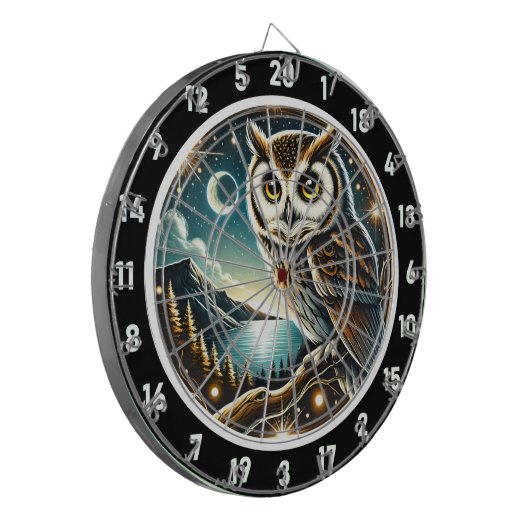 Moonlit Owl Wisdom Design Dartscheibe (Vorderseite Links)
