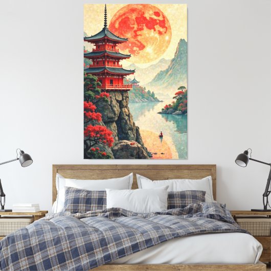 Moonlit Pagoda Leinwanddruck (Insitu (Schlafzimmer))