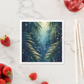 Moonlit palm leaves with fireflies, watercolor art serviette (Beispiel)