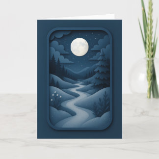 Moonlit Path Through Snowy Pines Card Karte