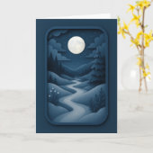 Moonlit Path Through Snowy Pines Card Karte (Gelbe Blume)