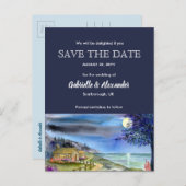 Moonlit Path Watercolor Wedding Save the Date Ankündigungspostkarte (Vorne/Hinten)