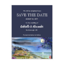 Moonlit Path Watercolor Wedding Save the Date