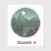 Moonlit Peaks: Eine nächtliche Wildnis-Szene Aufkleber (Blatt)