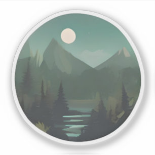 Moonlit Peaks: Eine nächtliche Wildnis-Szene Aufkleber