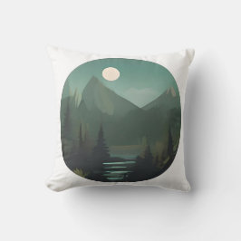 Moonlit Peaks: Eine nächtliche Wildnis-Szene Kissen