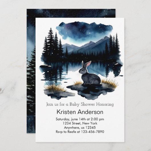 Moonlit Pines Adventure erwartet Kinderdusche Einladung (Vorne/Hinten)