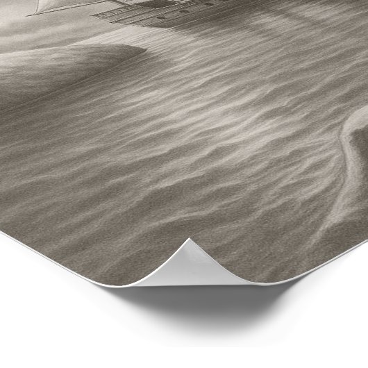 Moonlit Pirate Ship Drawing – Nautical Fantasy Poster (Ecke)