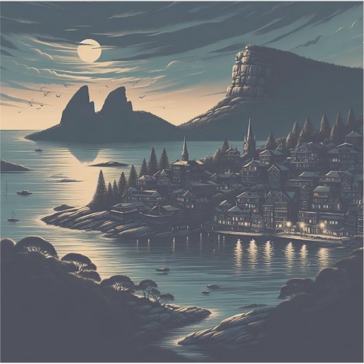 Moonlit Port Aufkleber (Vorderseite)