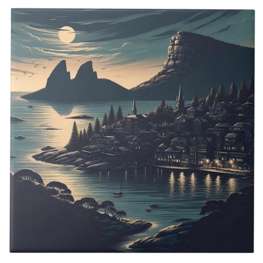 Moonlit Port Fliese (Vorderseite)