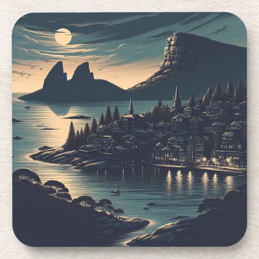 Moonlit Port Getränkeuntersetzer (Vorderseite)