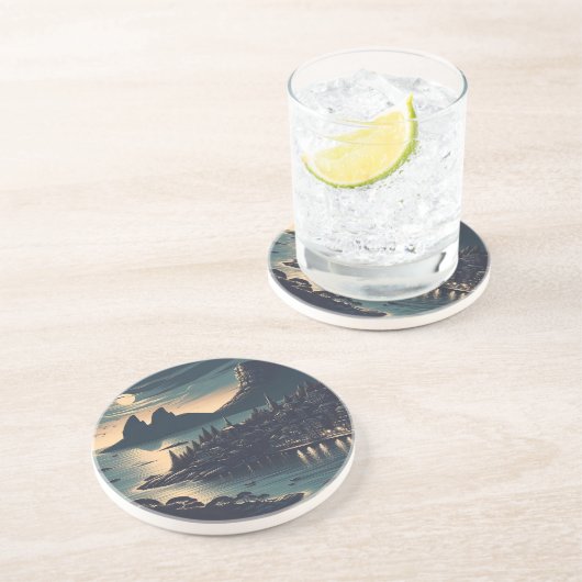 Moonlit Port Getränkeuntersetzer (Seite)