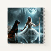 Moonlit Princess and Rottweiler - Fantasy-Notebook Notizblock (Rückseite)