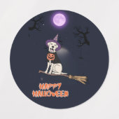Moonlit Pup – Halloween Dog in Witch Hat Etiketten (Design 2)